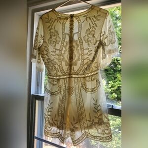 Altar'd State Ivory Lace Textured Romper